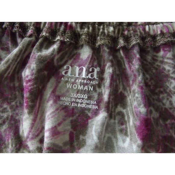 a.n.a. Blouse Womens Size 3X Purple Tan Print Peasant Lightweight Elastic Waist - Picture 4 of 12